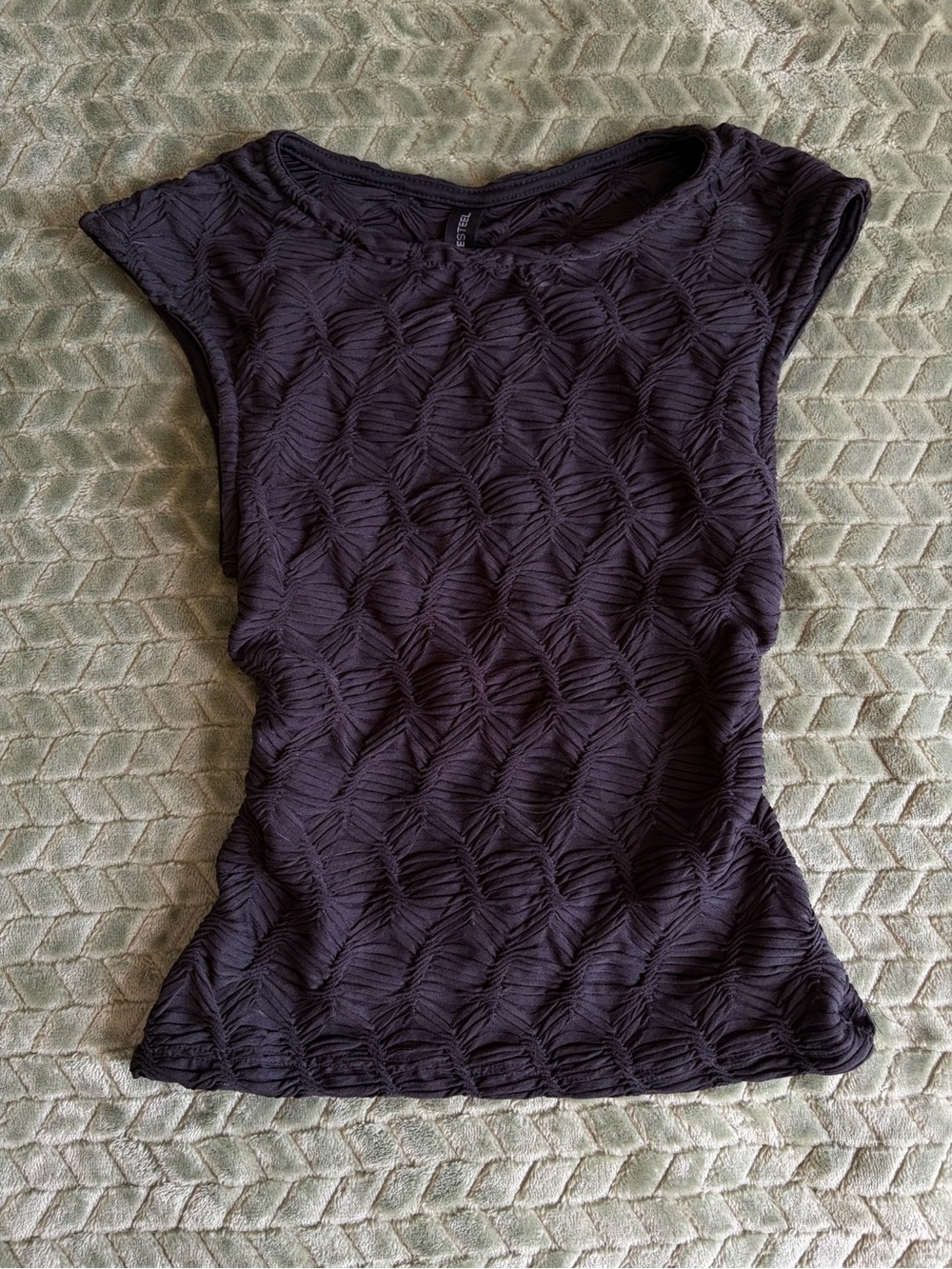 Women's Short Sleeve Textured Crew Tee - Black